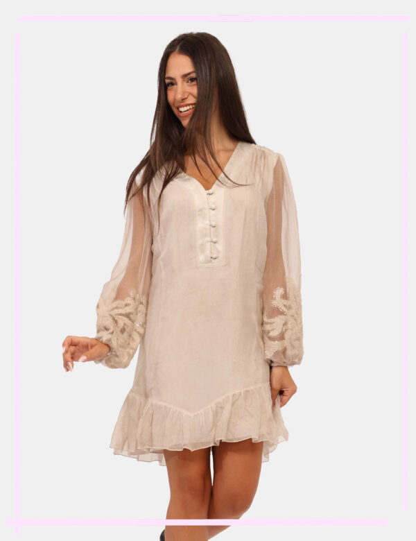 Vestito Guess Beige Taglia s - L’articolo appartiene al campionario esclusivo di stagione: pezzo unico.Cod. art. W5BK76WE550