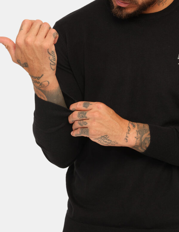 Maglione U.S. Polo Assn. Nero - Maglione con girocollo classico, in misto cotone - cachemire, in total nero con logo brand r