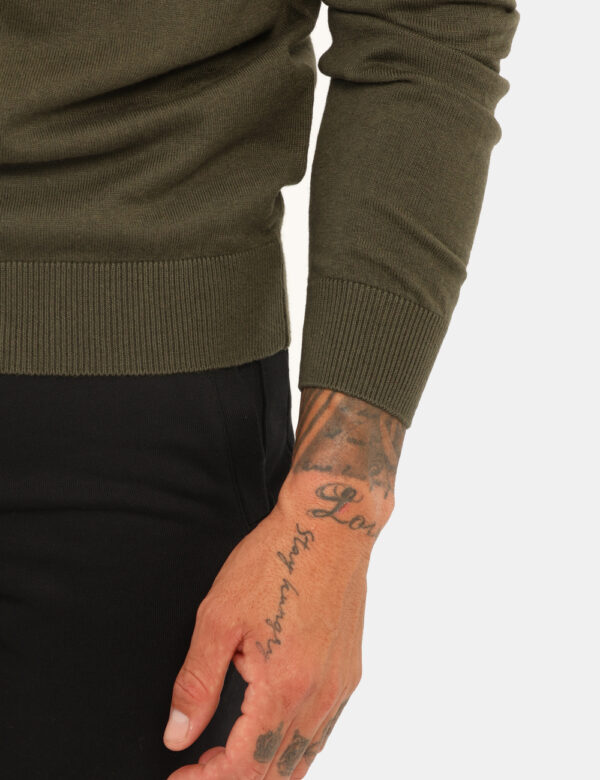 Maglione U.S. Polo Assn. Verde - Maglione con girocollo classico, in misto cotone - cachemire, in total verde militare con l