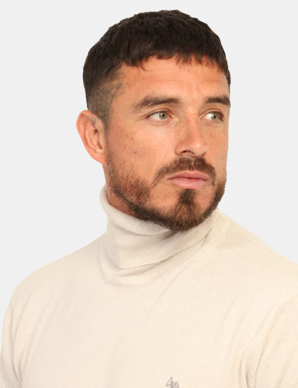 Maglione U.S. Polo Assn. Grigio - Maglione modello dolcevita, in misto cotone - cachemire, in total grigio chiaro con logo b