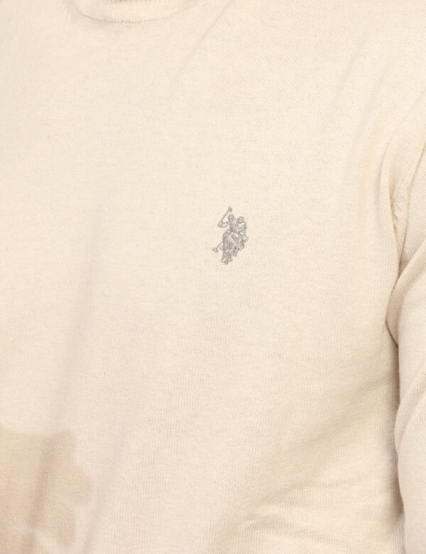 Maglione U.S. Polo Assn. Grigio - Maglione modello dolcevita, in misto cotone - cachemire, in total grigio chiaro con logo b