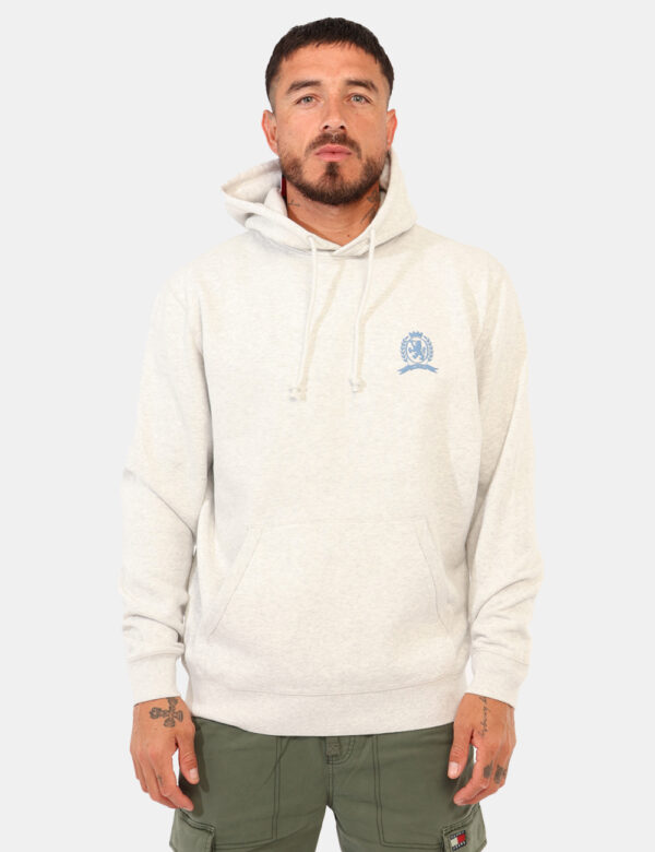 Felpa Tommy Hilfiger Grigio - Felpa con cappuccio e stampa logo brand. L'interno è felpato adatto per le giornate più fredd