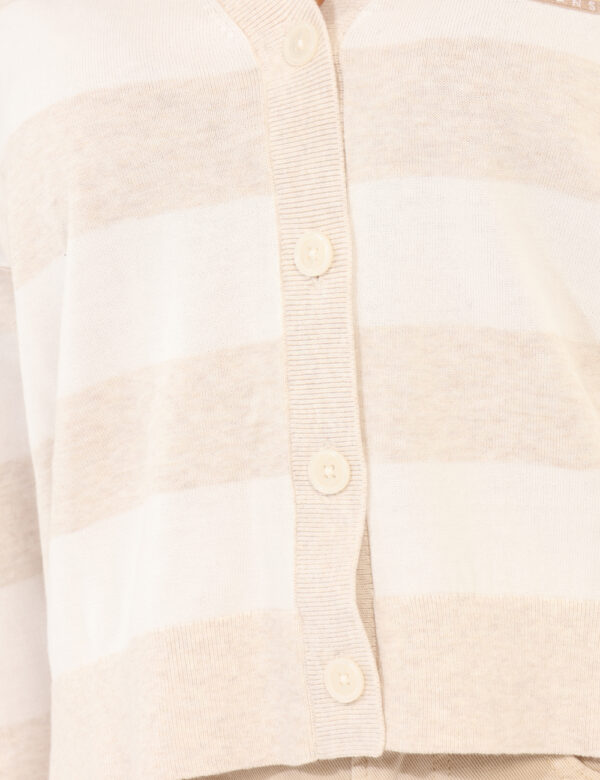 Cardigan Tommy Hilfiger Beige - Cardigan a righe panna e beige, con logo del brand ricamato.Cod. art. DW0DW20968 OAVi ricord