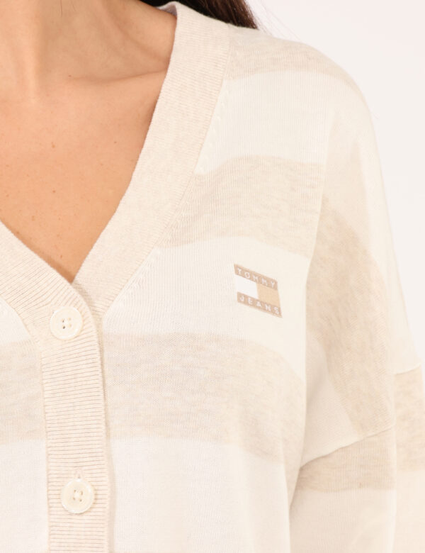 Cardigan Tommy Hilfiger Beige - Cardigan a righe panna e beige, con logo del brand ricamato.Cod. art. DW0DW20968 OAVi ricord