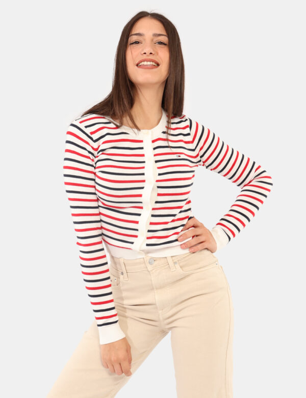 Maglione Tommy Hilfiger Bianco - Maglione leggero in cotone, con ricamo logo brand.Cod. art. DW0DW20976 OAVi ricordiamo che
