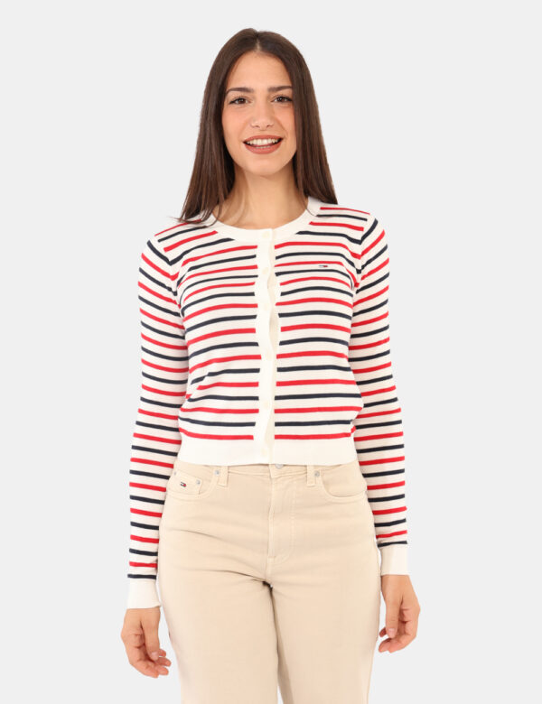 Maglione Tommy Hilfiger Bianco - Maglione leggero in cotone, con ricamo logo brand.Cod. art. DW0DW20976 OAVi ricordiamo che