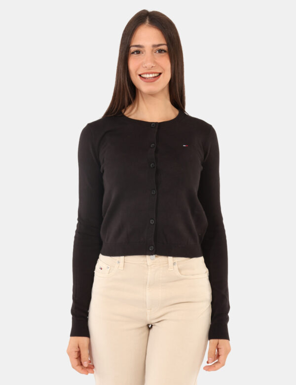 Maglione Tommy Hilfiger Nero - Maglione leggero in cotone, con ricamo logo brand.Cod. art. DW0DW20976 OAVi ricordiamo che tu