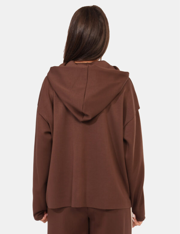 Felpa Rue De Clerie Marrone - Felpa con cappuccio in total marrone con bande sulla maniche beige, più doppia tasca a taglio