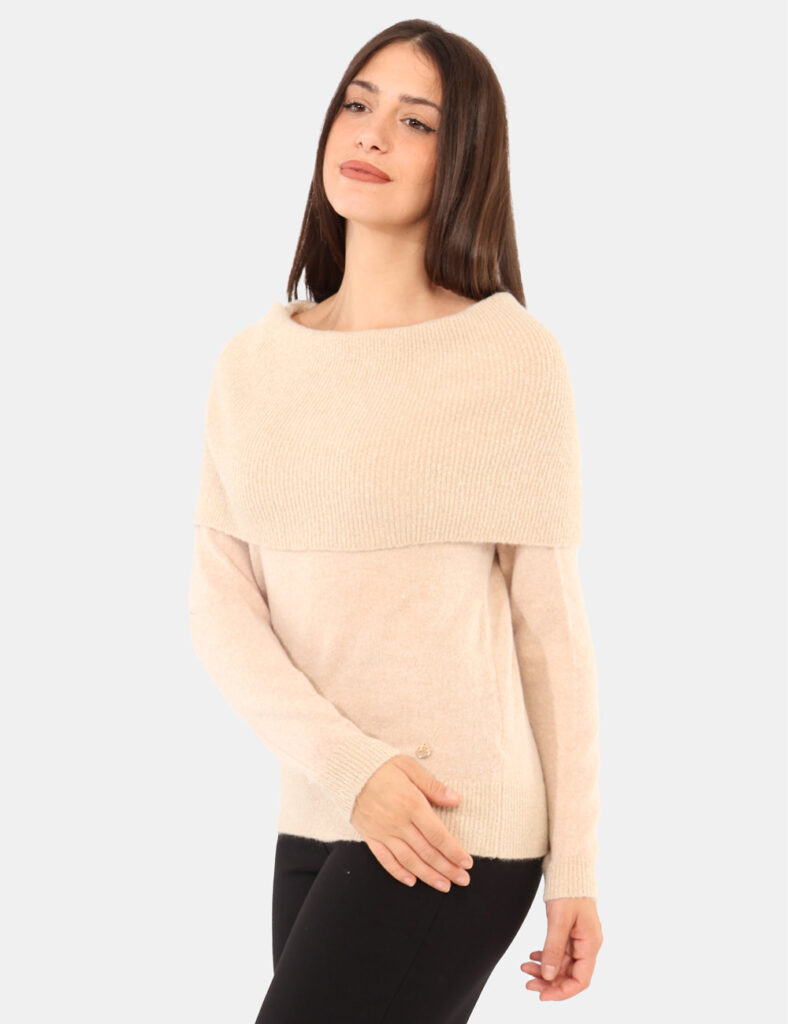 Abbigliamento donna scontato - Maglione Yes Zee Beige