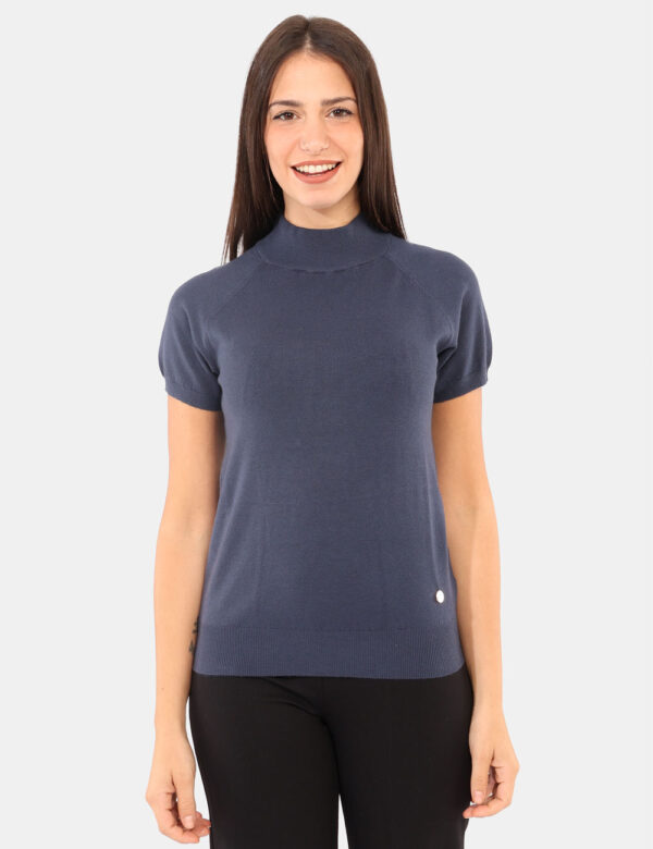 Maglia Yes Zee Blu - Maglia invernale a maniche corte, in total beige e con collo alto. La vestibilità è morbida e e regolar