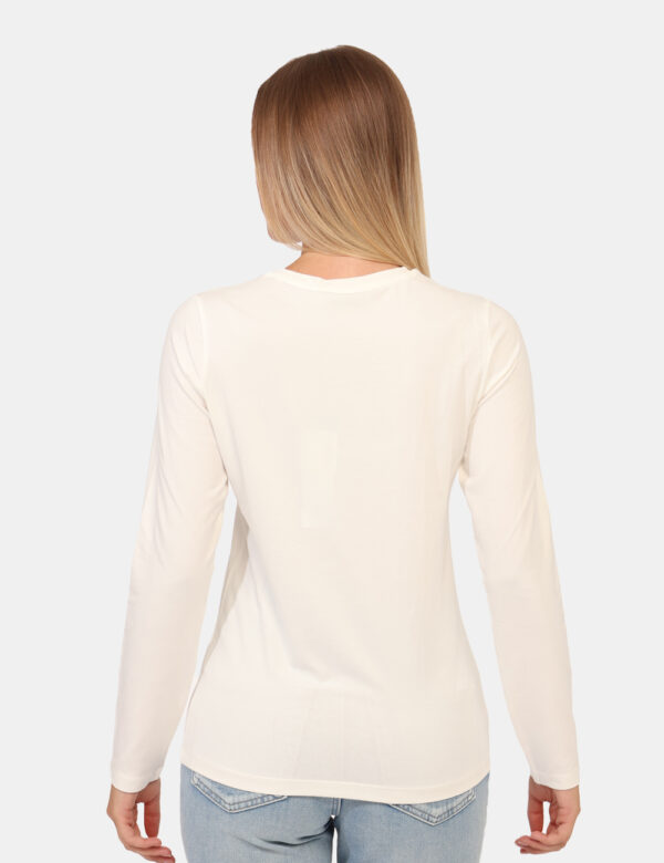 T-shirt Yes Zee Bianco - T-shirt a maniche lunghe in total bianco con brand ricamato in tono su tono. La vestibilità è morbi