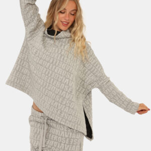 Felpa Via Delle Rose Grigio - Stravagante felpa con taglio irregolare, in total grigio chiaro con logo brand in rilievo. Il