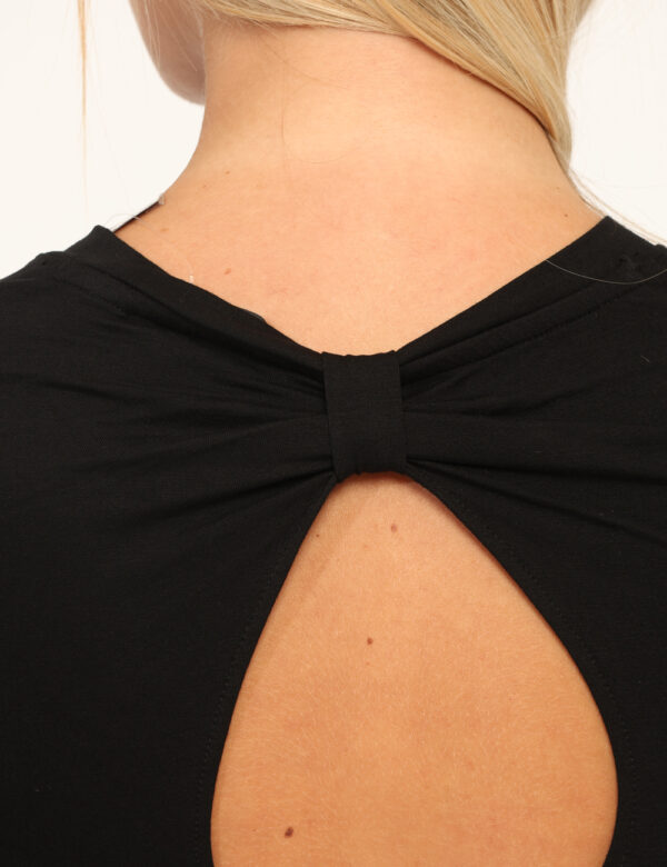 Body Guess Nero - Body a maniche lunghe, su base nera con stampa logo brand in glitter dorati e scollo sul retro. La vestibi