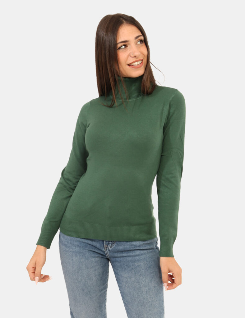 Dolcevita Rue De Clerie Verde - Maglione dolcevita total verde. La vestibilità è morbida e regolare. Il maglione dolcevita è