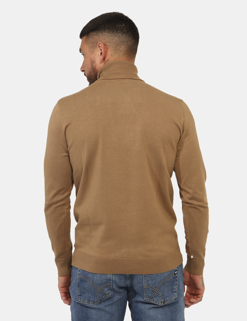 3004-900-OA_MIELE_AI25_2 Maglione Prj22. Marrone - Maglia a collo alta classica, in total marrone miele. La vestibilità è morbida e pratica. La magli