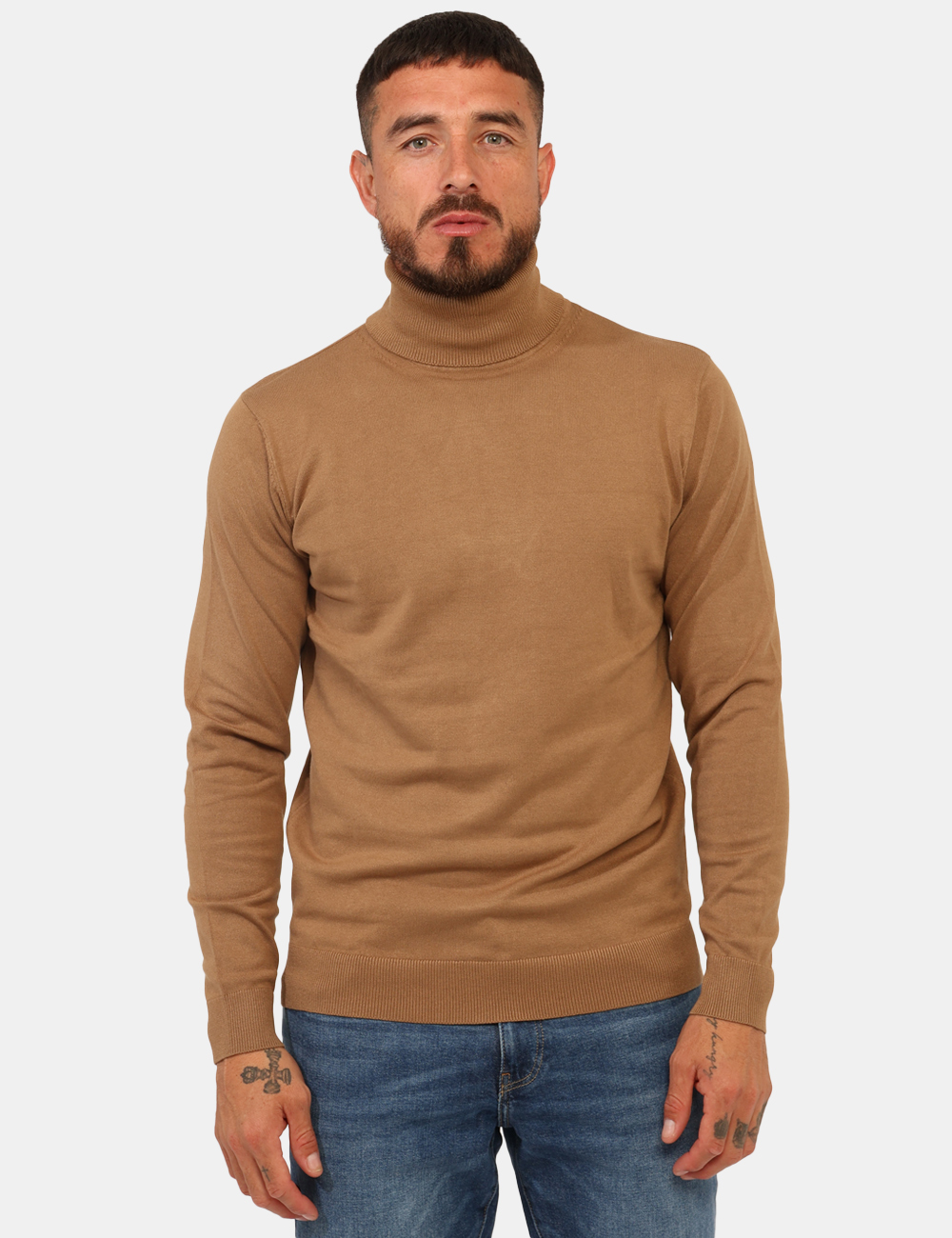 3004-900-OA_MIELE_AI25_5 Maglione Prj22. Marrone - Maglia a collo alta classica, in total marrone miele. La vestibilità è morbida e pratica. La magli