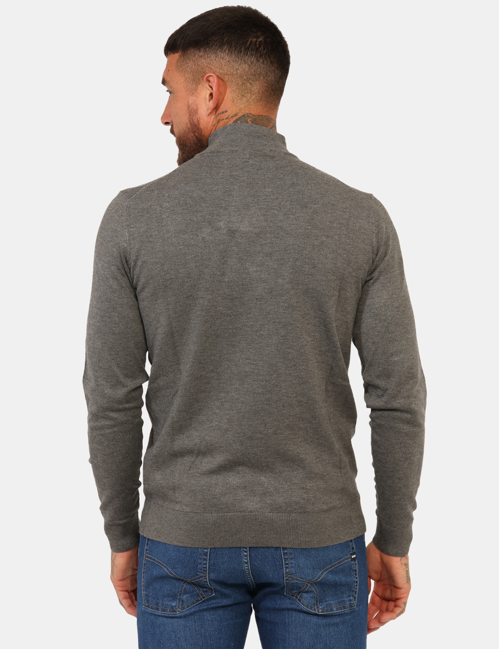 3007-900-OA_FUMO_AI25_2 Maglione Prj22. Grigio - Lupetto classico, in total grigio fumo. La vestibilità è morbida e pratica. La maglia è adatta per