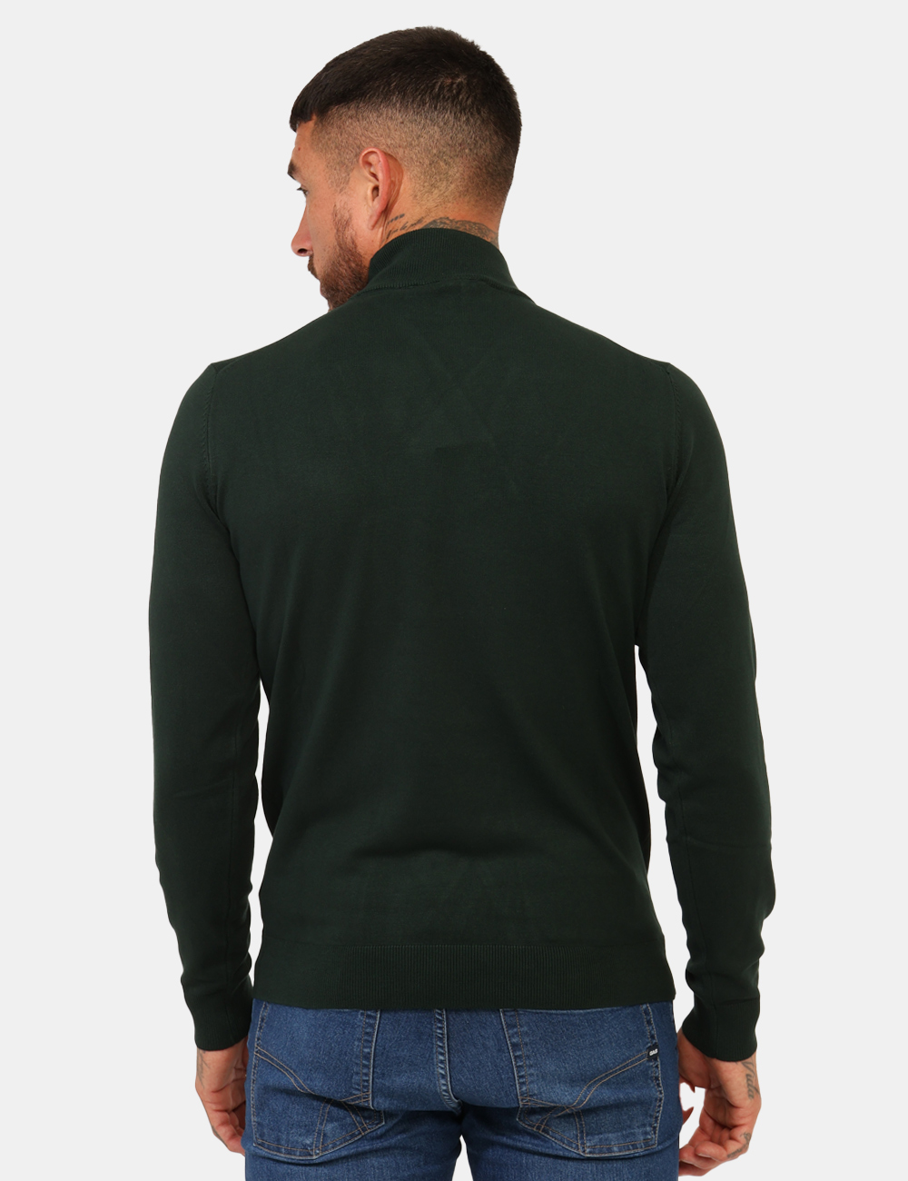 3007-900-OA_VERDE-BOTTIGLIA_AI25_2 Maglione Prj22. Verde - Lupetto classico, in total verde bottiglia. La vestibilità è morbida e pratica. La maglia è adatta p