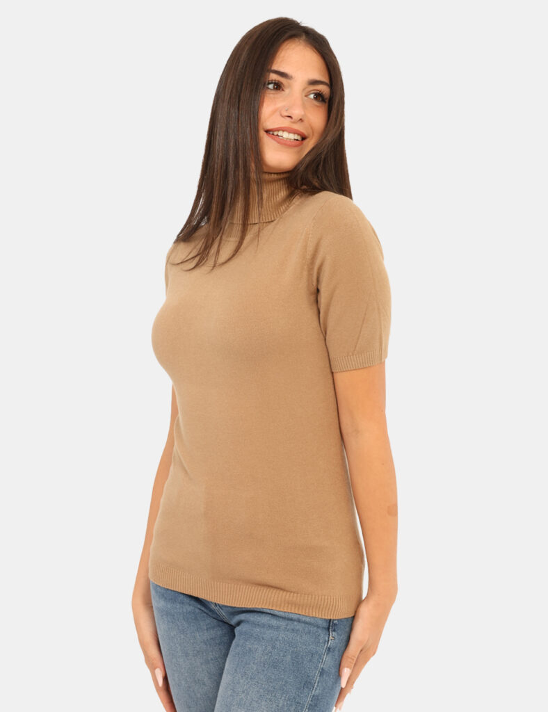 Maglia scontata - Dolcevita a maniche corte Rue De Clerie Marrone