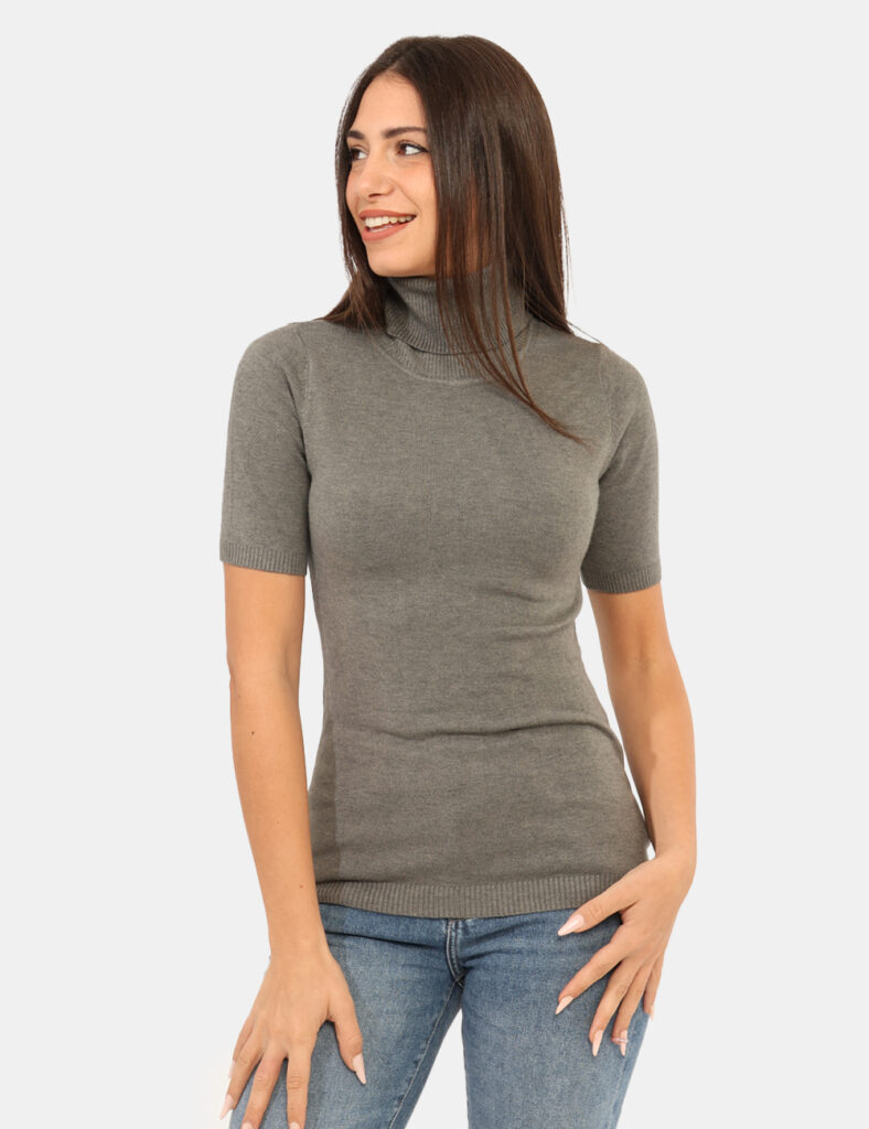 Maglia scontata - Dolcevita a maniche corte Rue De Clerie Grigio