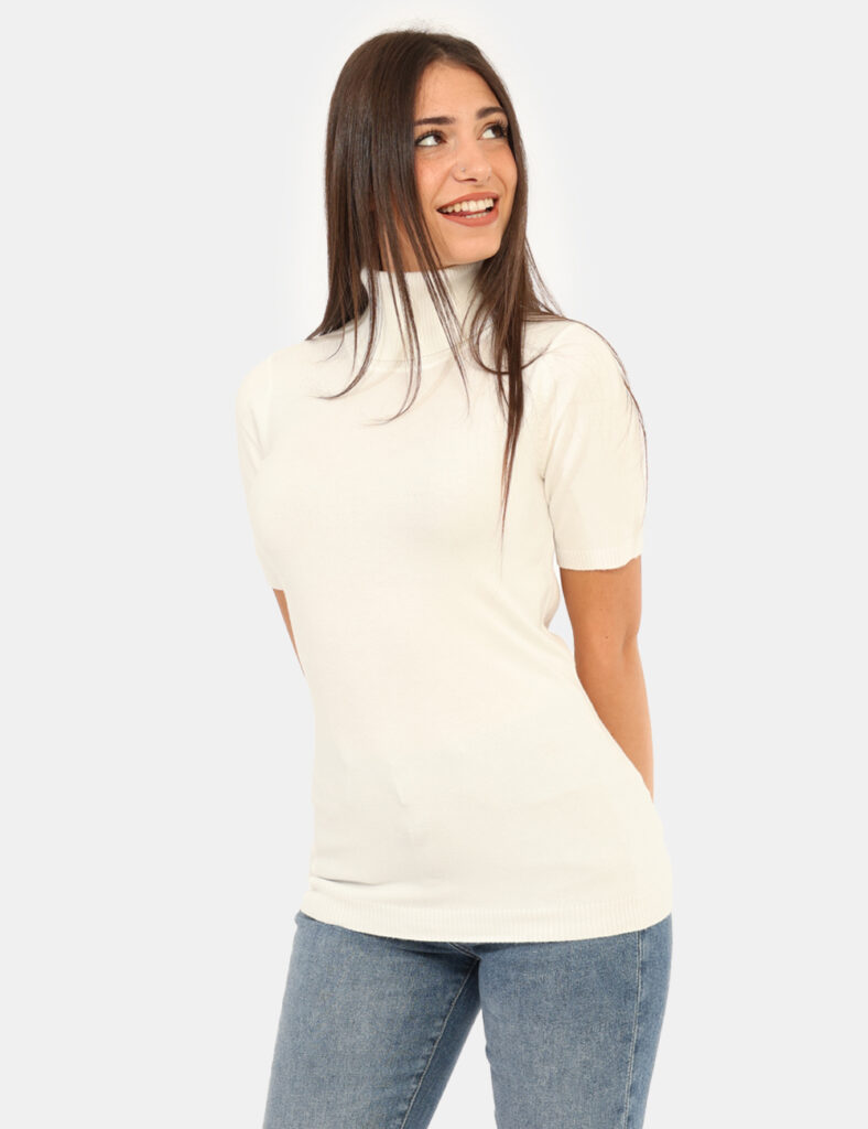 Maglia scontata - Dolcevita a maniche corte Rue De Clerie Panna
