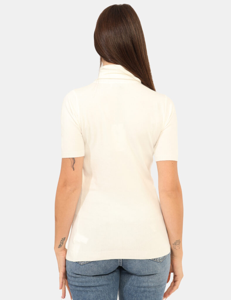 Maglia scontata - Dolcevita a maniche corte Rue De Clerie Panna