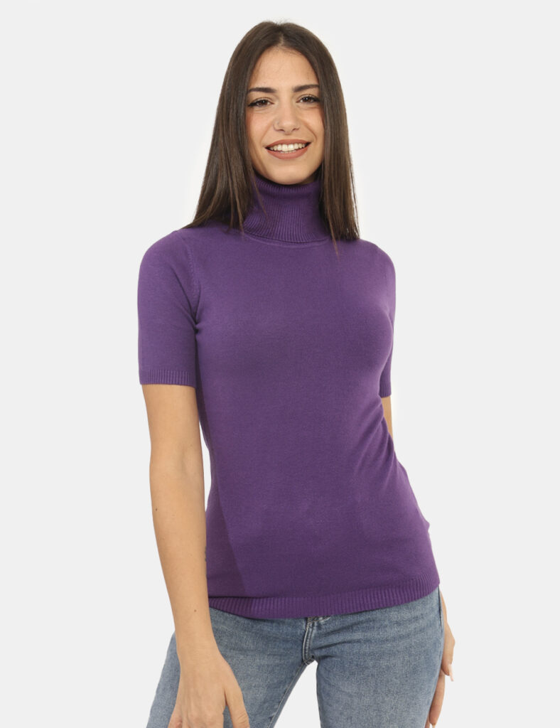 Maglia scontata - Dolcevita a maniche corte Rue De Clerie Viola