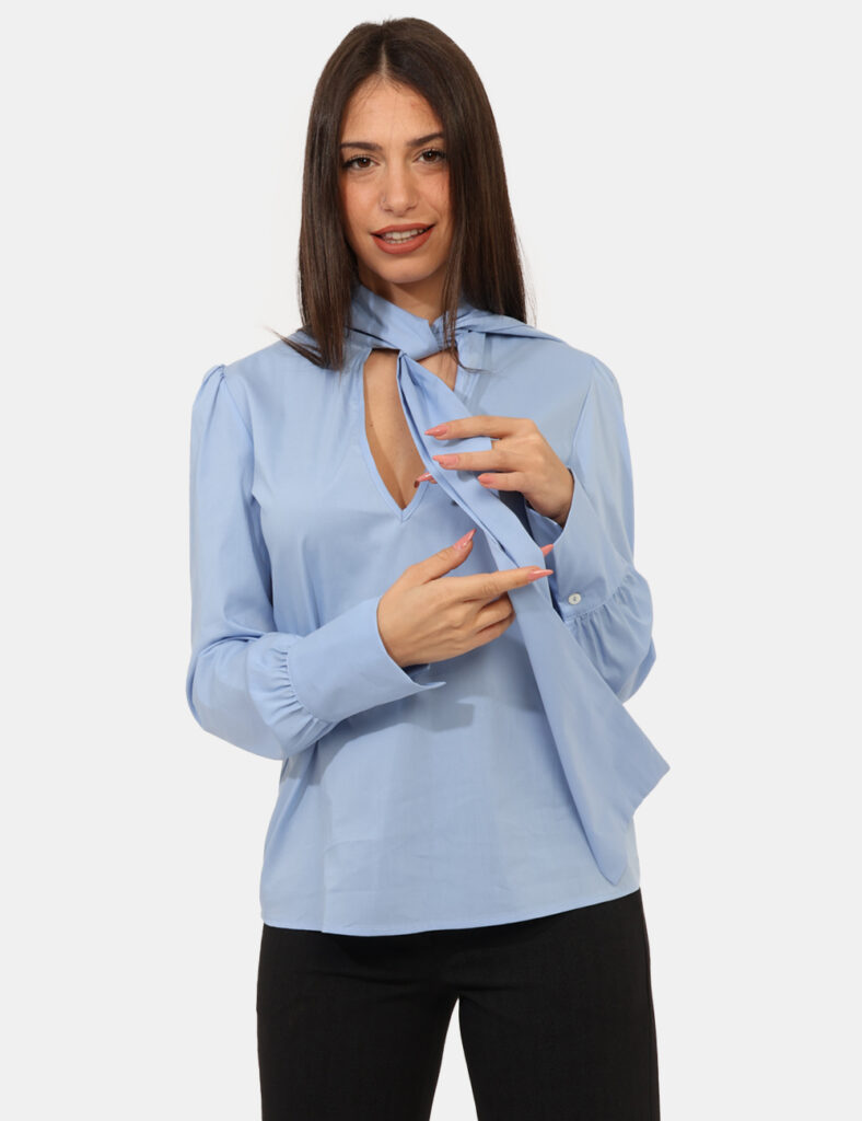 Abbigliamento donna scontato - Blusa Materica Azzurro