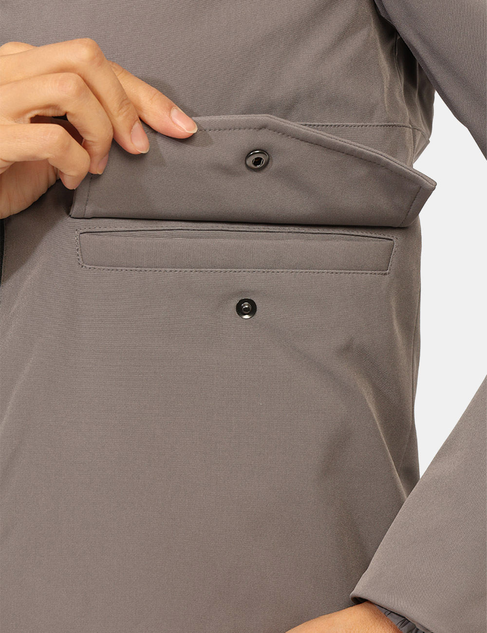 ELIS-W25018-XT2429-SA_STEEL-GRAY_AI25_5 Giacca Refrigiwear Grigio - Giacca invernale imbottita, total grigio chiaro con cappuccio non removibile e varie tasche. La