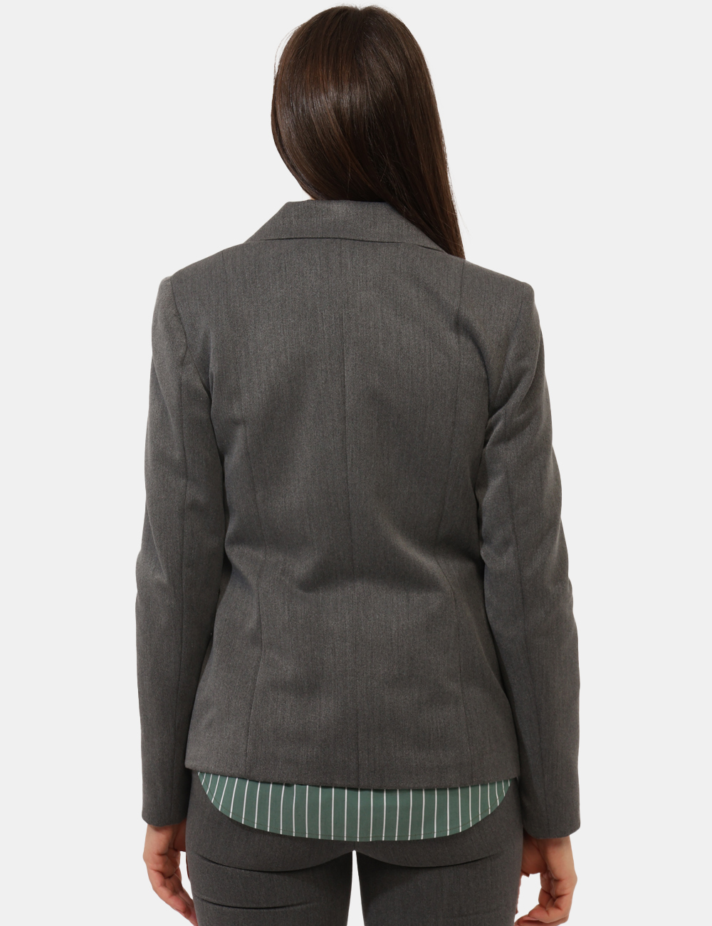 GD01SA25-TPV308-OA_GRIGIO-TOPO_AI25_2 Blazer Materica Grigio - Blazer classico, in total grigio topo, con tasche fake ed unico bottone ad asola in tinta. La vesti