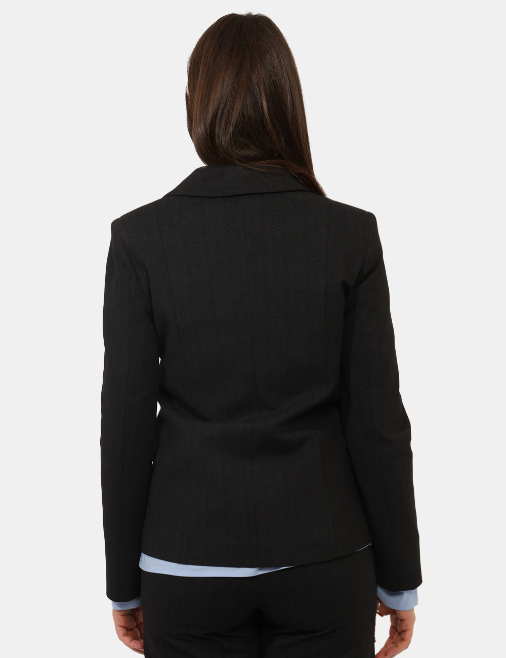 GD01SA25-TVP28-OA_NERO_AI25_2 Blazer Materica Nero - Blazer classico, in total nero lavorato, con tasche fake ed unico bottone ad asola in tinta. La vesti