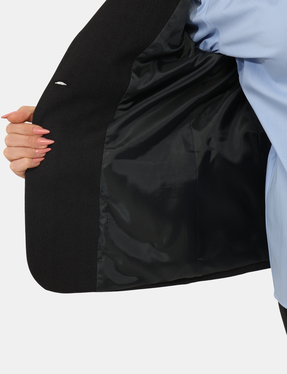 GD01SA25-TVP28-OA_NERO_AI25_3 Blazer Materica Nero - Blazer classico, in total nero lavorato, con tasche fake ed unico bottone ad asola in tinta. La vesti