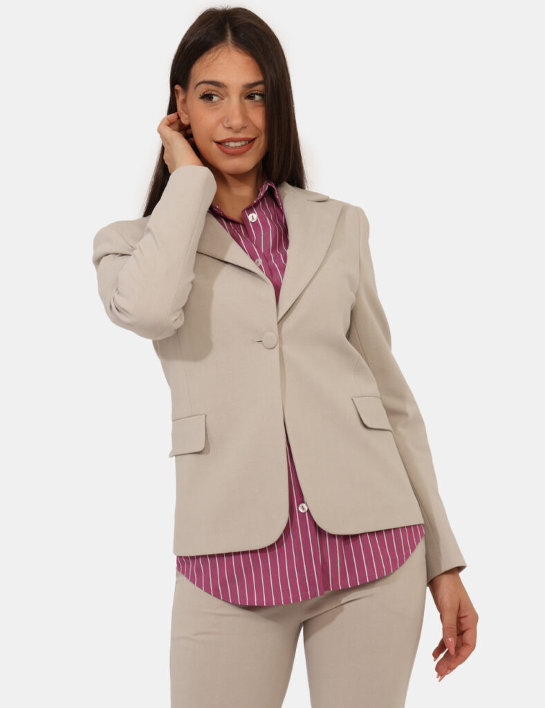 Abbigliamento donna scontato - Blazer Materica Beige