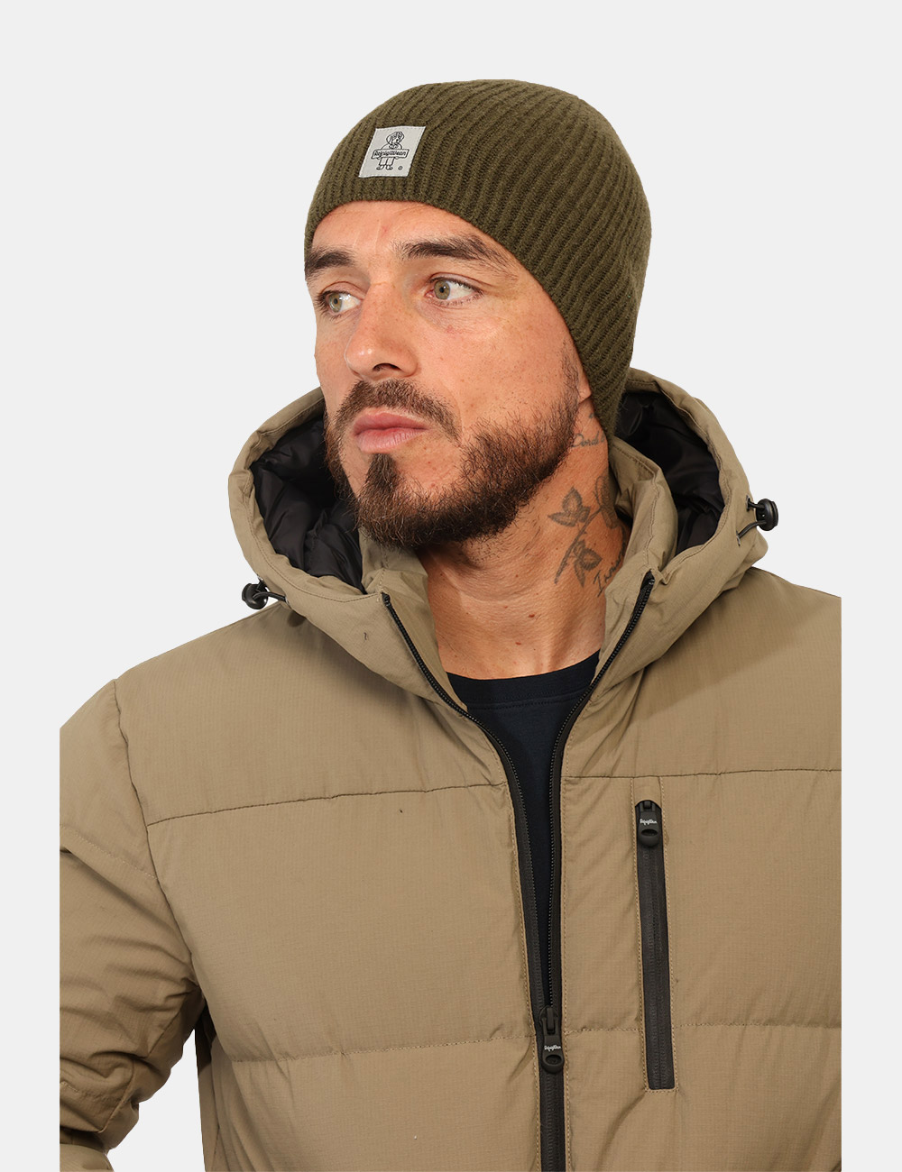 HALO-G24600-RI0010-SA_BEIGE_AI25_5 Giacca Refrigiwear Beige - Giacca invernale con cappuccio non removibile, in total beige, con numerose tasche ed patch logo