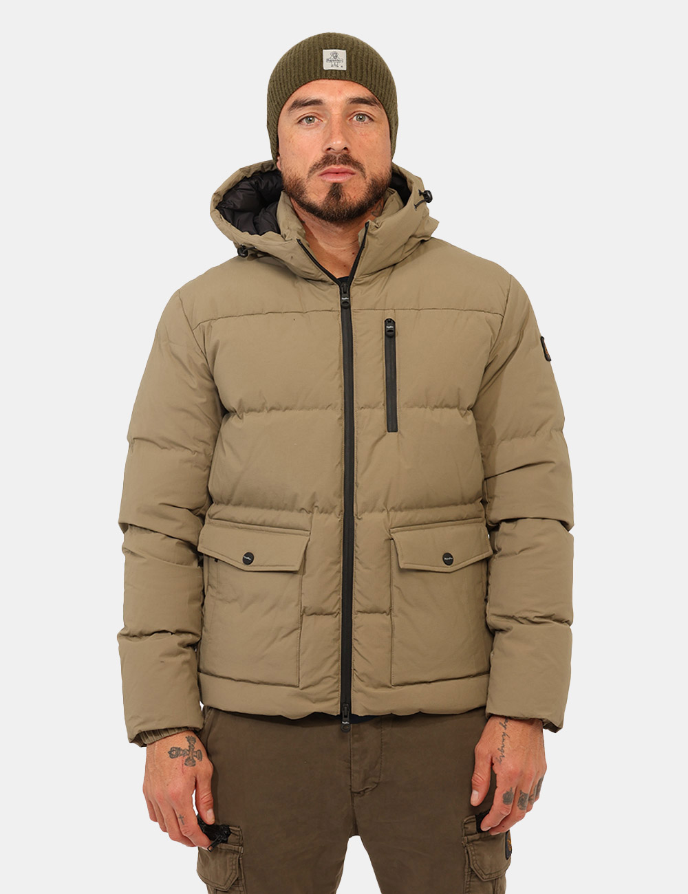 HALO-G24600-RI0010-SA_BEIGE_AI25_6 Giacca Refrigiwear Beige - Giacca invernale con cappuccio non removibile, in total beige, con numerose tasche ed patch logo