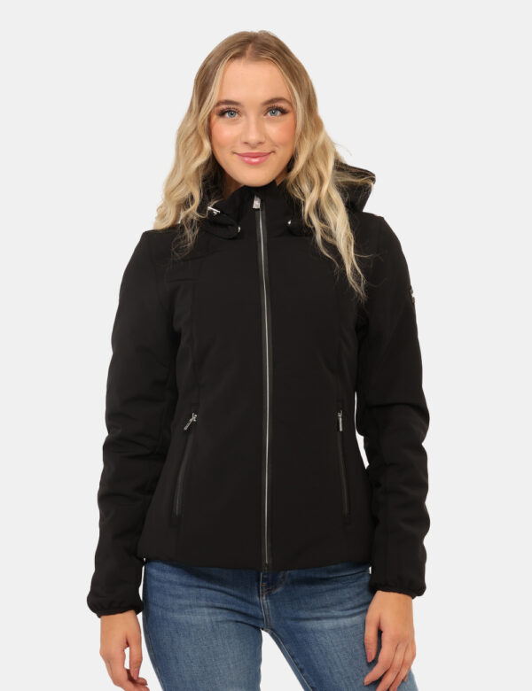 Giacca Yes Zee Nero - Giacca invernale con cappuccio, in total nero, con tasche a taglio trasversale e chiusura a zip. La ve