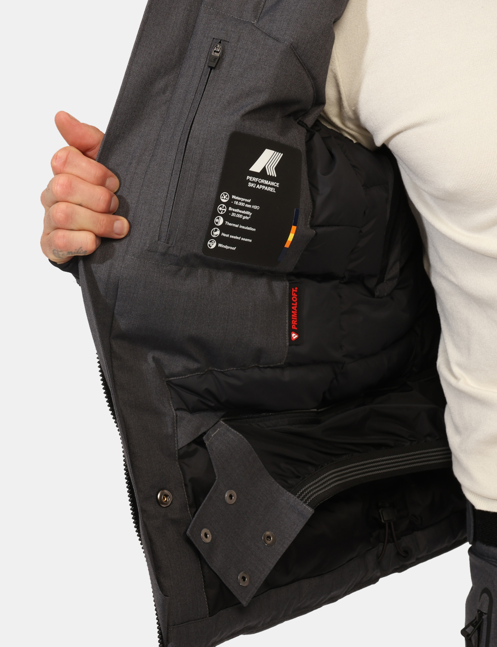 K3147IW-GI-CA_GRIGIO_AI25_3 Giacca da sci K-Way Grigio Taglia L - L’articolo appartiene al campionario esclusivo di stagione: pezzo unico.Cod. art. K314