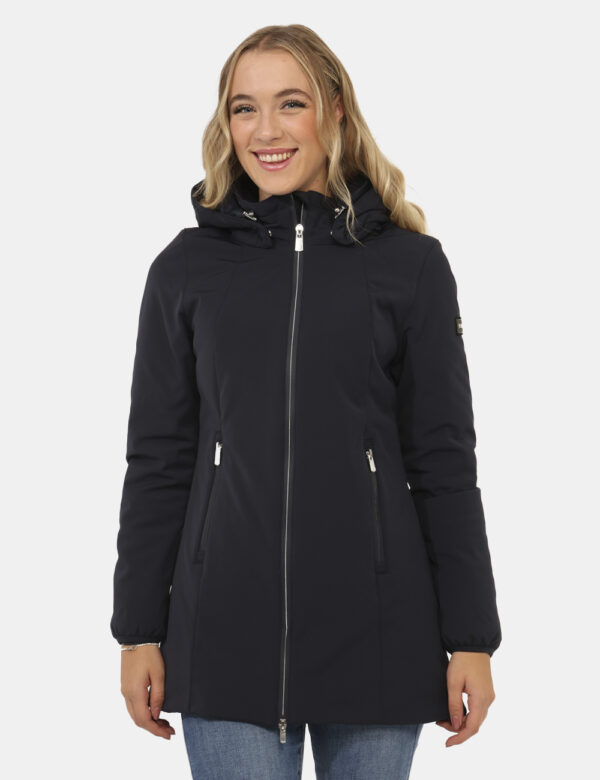 Giacca Yes Zee Blu - Piumino lungo con cappuccio. Vestibilità scarsa.Cod. art. O047 L300 OAVi ricordiamo che tutti i nostri