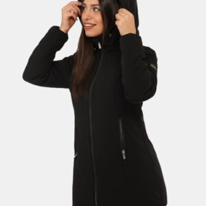 Giacca Yes Zee Nero - Giacca invernale con cappuccio removibile, in total nero, con patch logo brand e tasche a taglio trasv