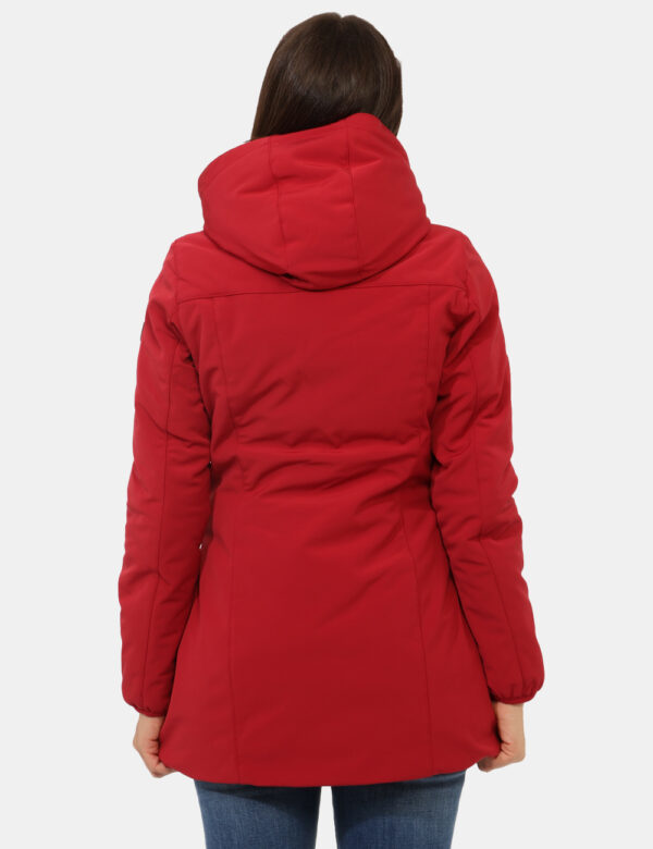 Giacca Yes Zee Rosso - Giacca invernale con cappuccio removibile, in total rosso scuro, con patch logo brand e tasche a tagl