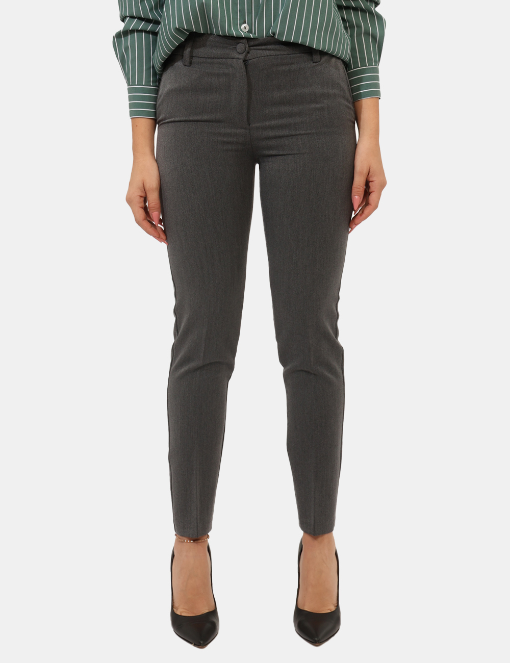 PD01SA25-TPV308-OA_GRIGIO-TOPO_AI25_6 Pantaloni Materica Grigio - Pantaloni larghi, eleganti, in total grigio topo con tasche a taglio trasversale. La vestibilità