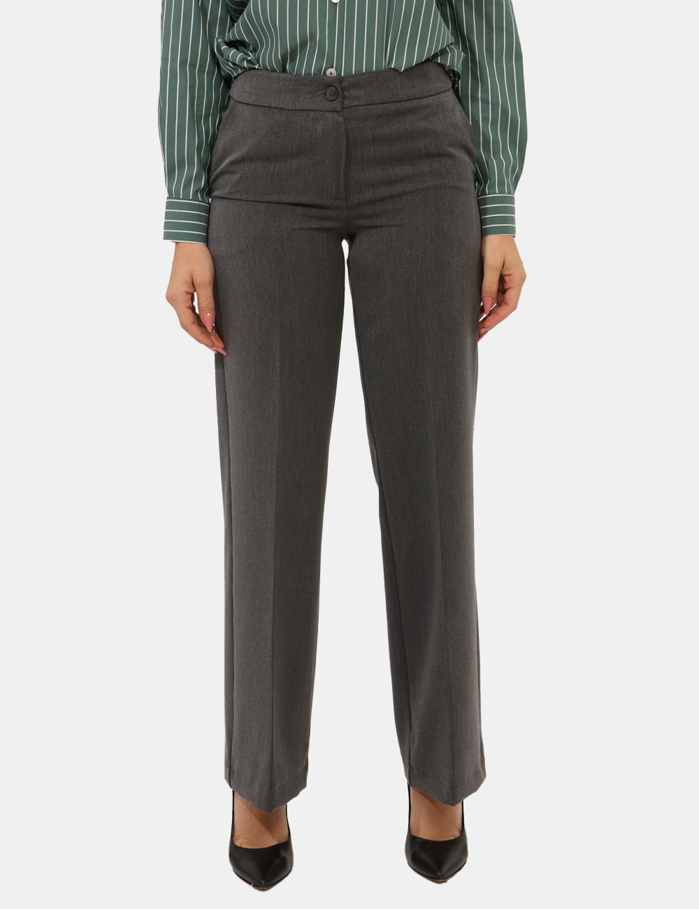 PD08SA25-TPV308-OA_GRIGIO-TOPO_AI25_6 Pantaloni Materica Grigio - Pantaloni larghi, eleganti, total grigio topo con tasche a taglio trasversale. La vestibilità è