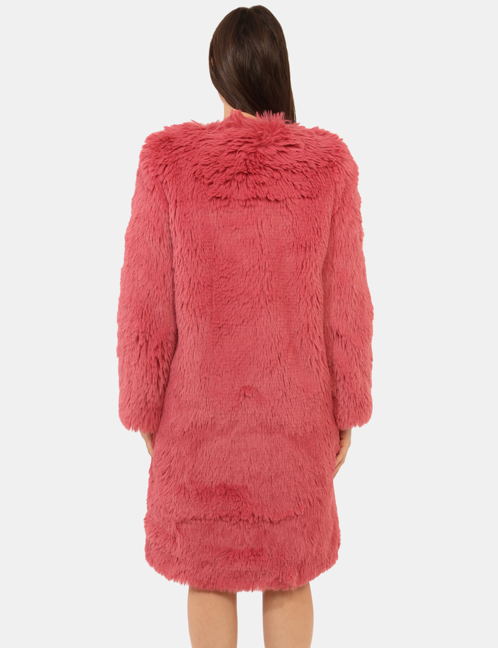 232TP2300-SA_HOLLY-BERRY_AI25_2 Giacca Twin Set Rosa - Pelliccia rosa scuro morbida e senza collo,con tasche.Cod. art. 232TP2300 SAVi ricordiamo che tutti i