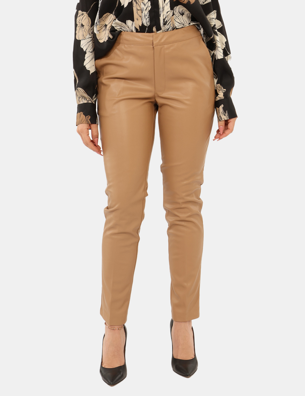 232TP2905-SA_COLD-CAMEL_AI25_5 Pantalone Twin Set Beige - Pantalone ecopelle beige, morbido ed elasticizzato.Cod. art. 232TP2905 SAVi ricordiamo che tutti