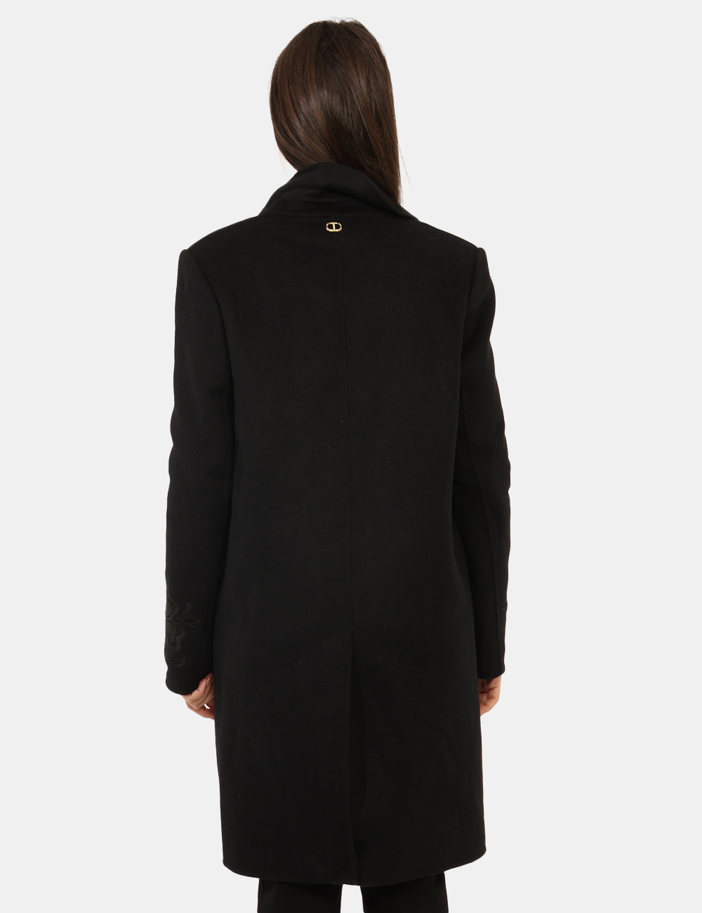 232TT2340-SA_NERO_AI25_2 Cappotto Twin Set Nero - Cappotto nero un bottone, con ricaco tono su tono.Cod. art. 232TT2340 SAVi ricordiamo che tutti i n