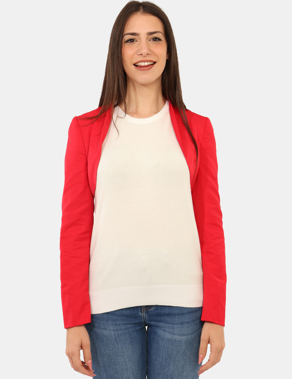 232TT2494-SA_ROSSO-LACCA_AI25_4 Bolero Twin Set Rosso - Bolero rosso senza chiusura.Cod. art. 232TT2494 SAVi ricordiamo che tutti i nostri articoli sono ori