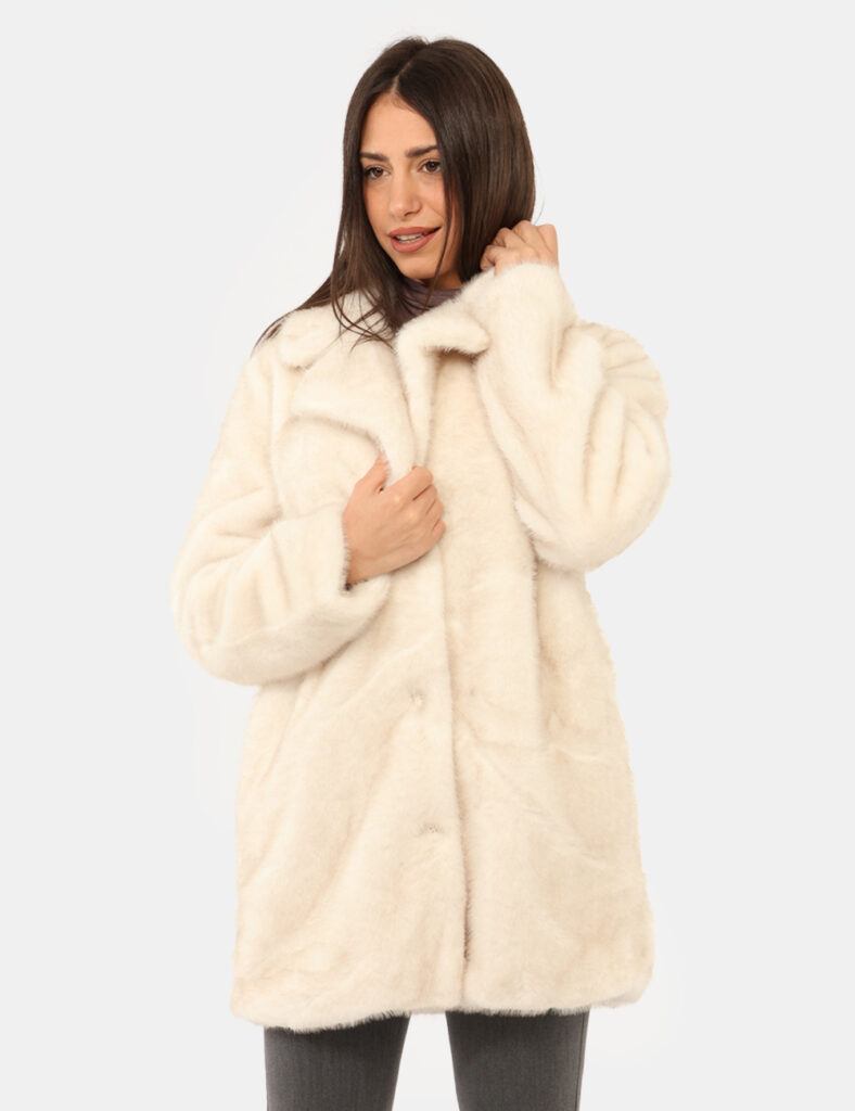 Abbigliamento donna scontato - Pelliccia Materica Panna
