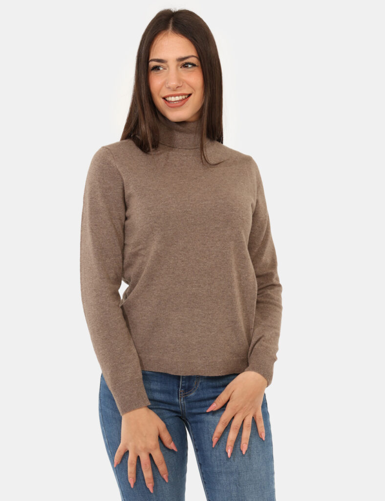 Maglione Rue De Clerie Luxury Marrone - Maglione modello dolcevita, in misto lana e cashmere, total marrone noce. La vestibi