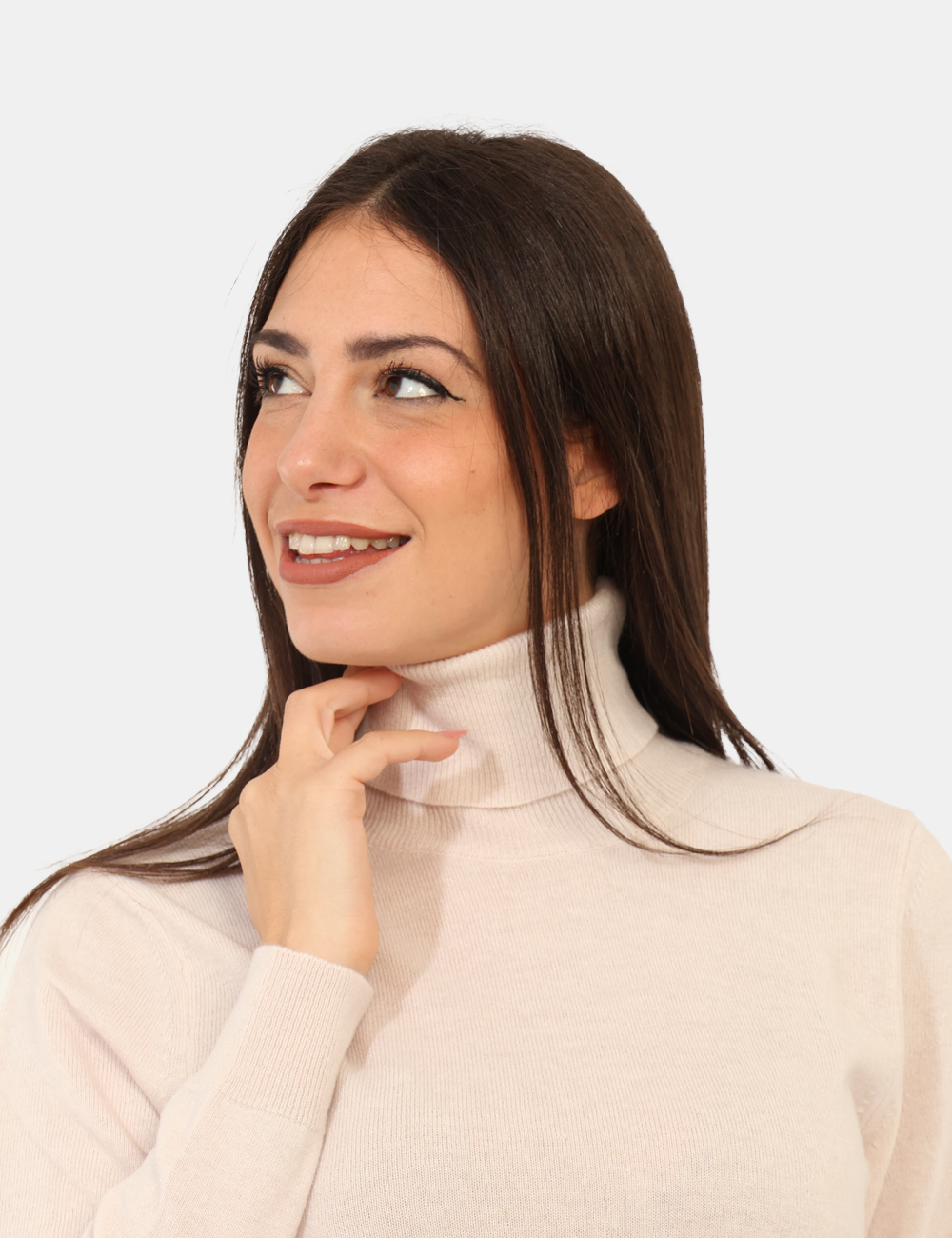 38-10072-OA_RISO_AI25_4 Maglione Rue De Clerie Luxury Beige - Maglione modello dolcevita, in misto lana e cashmere, total beige. La vestibilità è mo