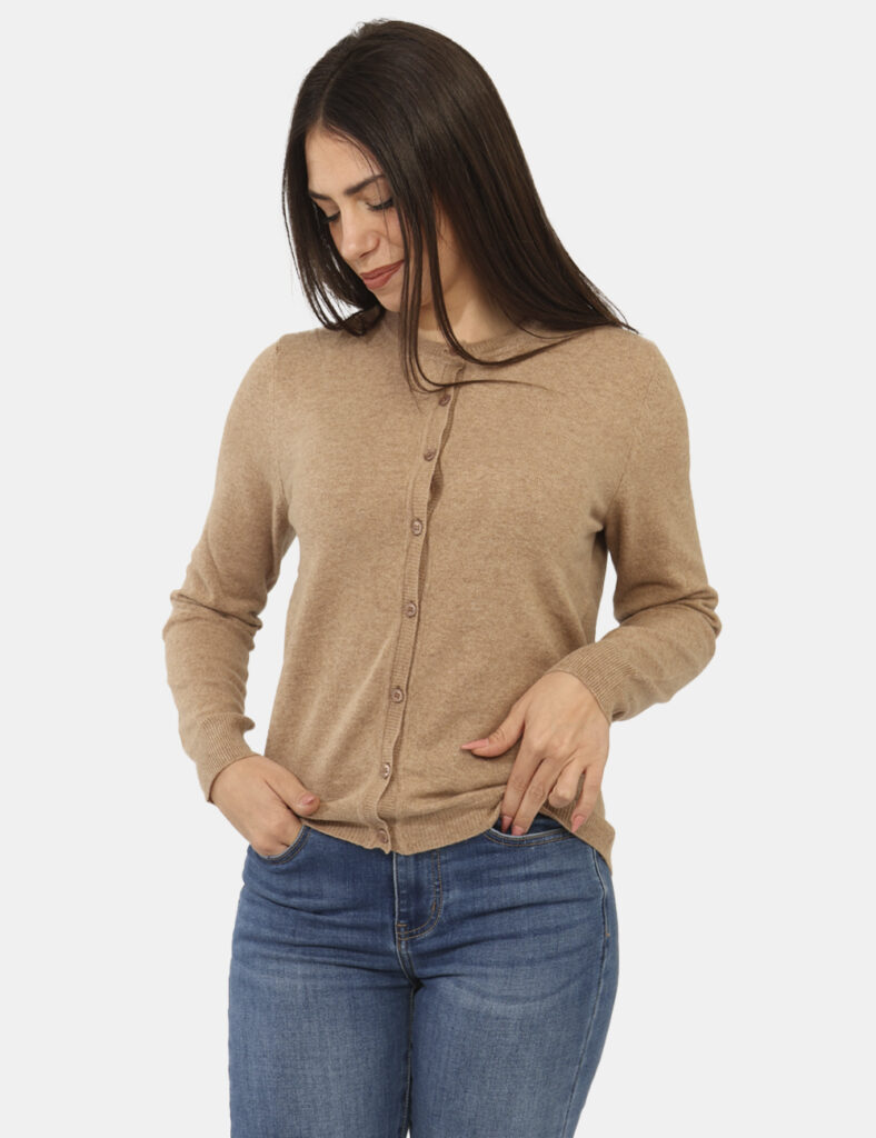 Cardigan e pullover da donna - Cardigan Rue De Clerie Luxury Marrone